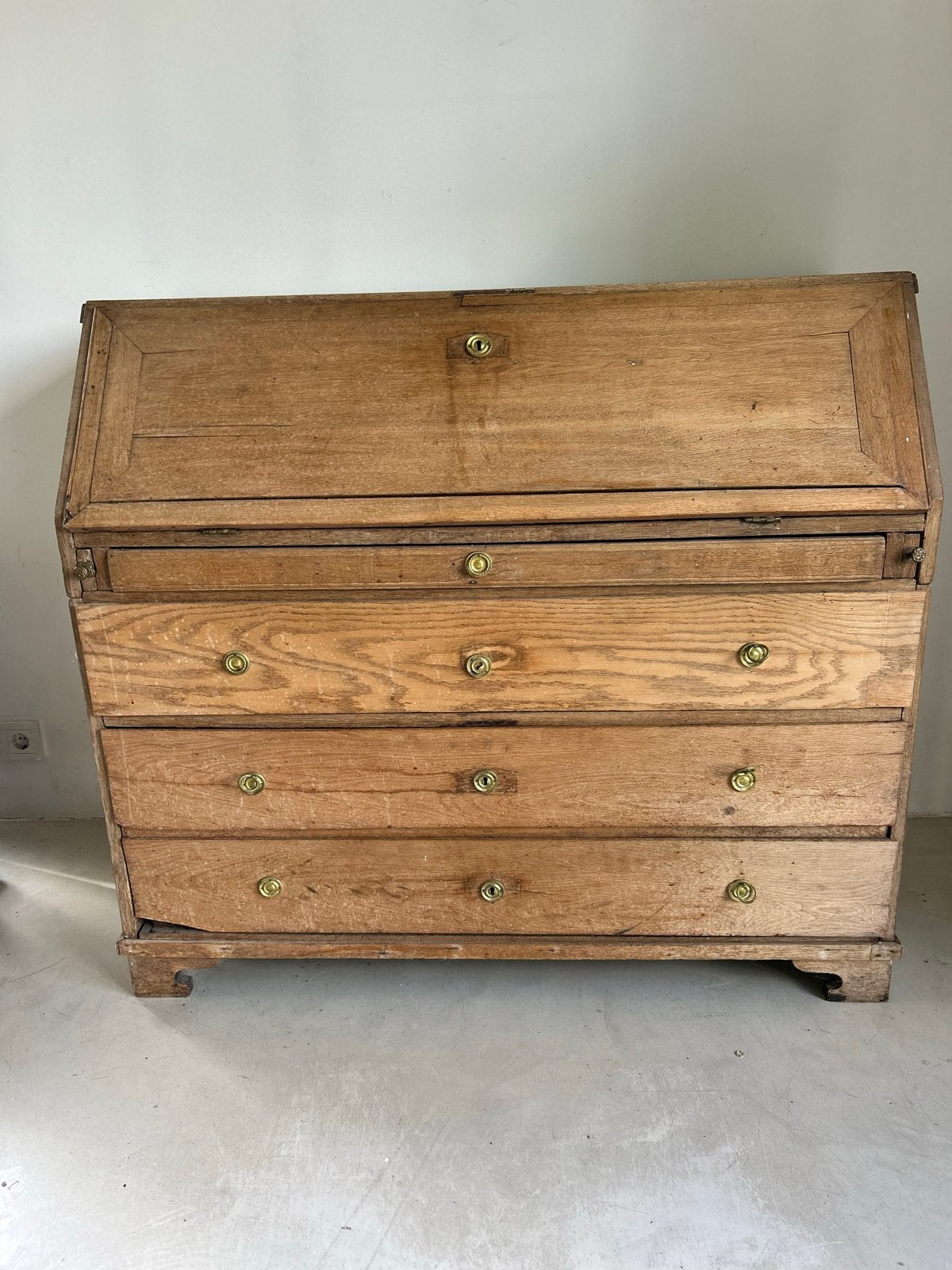 Antiek eikenhouten secretaire met lades, Ophalen