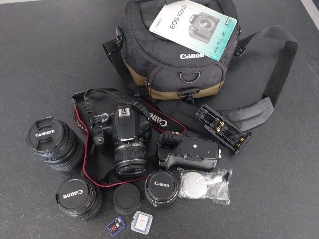 Complete Canon EOS 1000D Spiegelreflexcamera, Audio, Tv en Foto, Gebruikt, Spiegelreflex, Screenprotector, Canon
