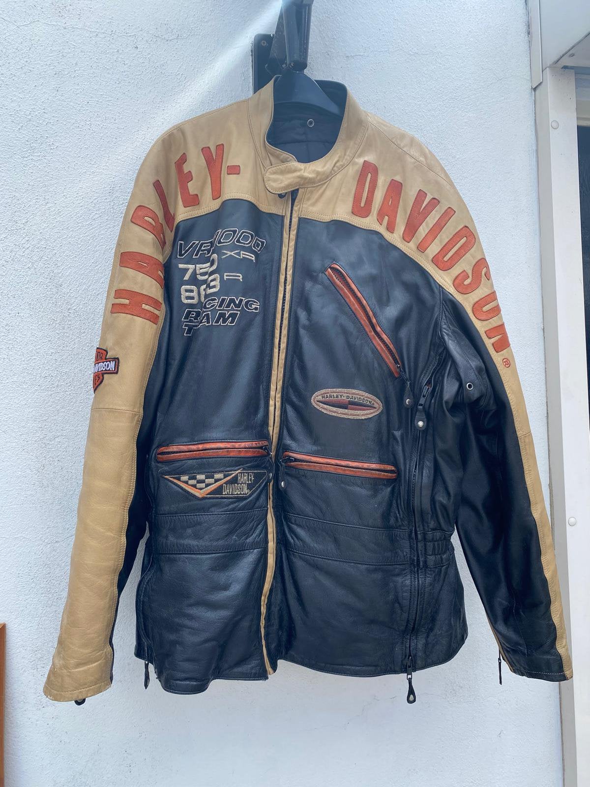 Zeldzame Vintage Harley-Davidson Racing Team leren motorjas., Ophalen, Tweedehands, Jas | leer