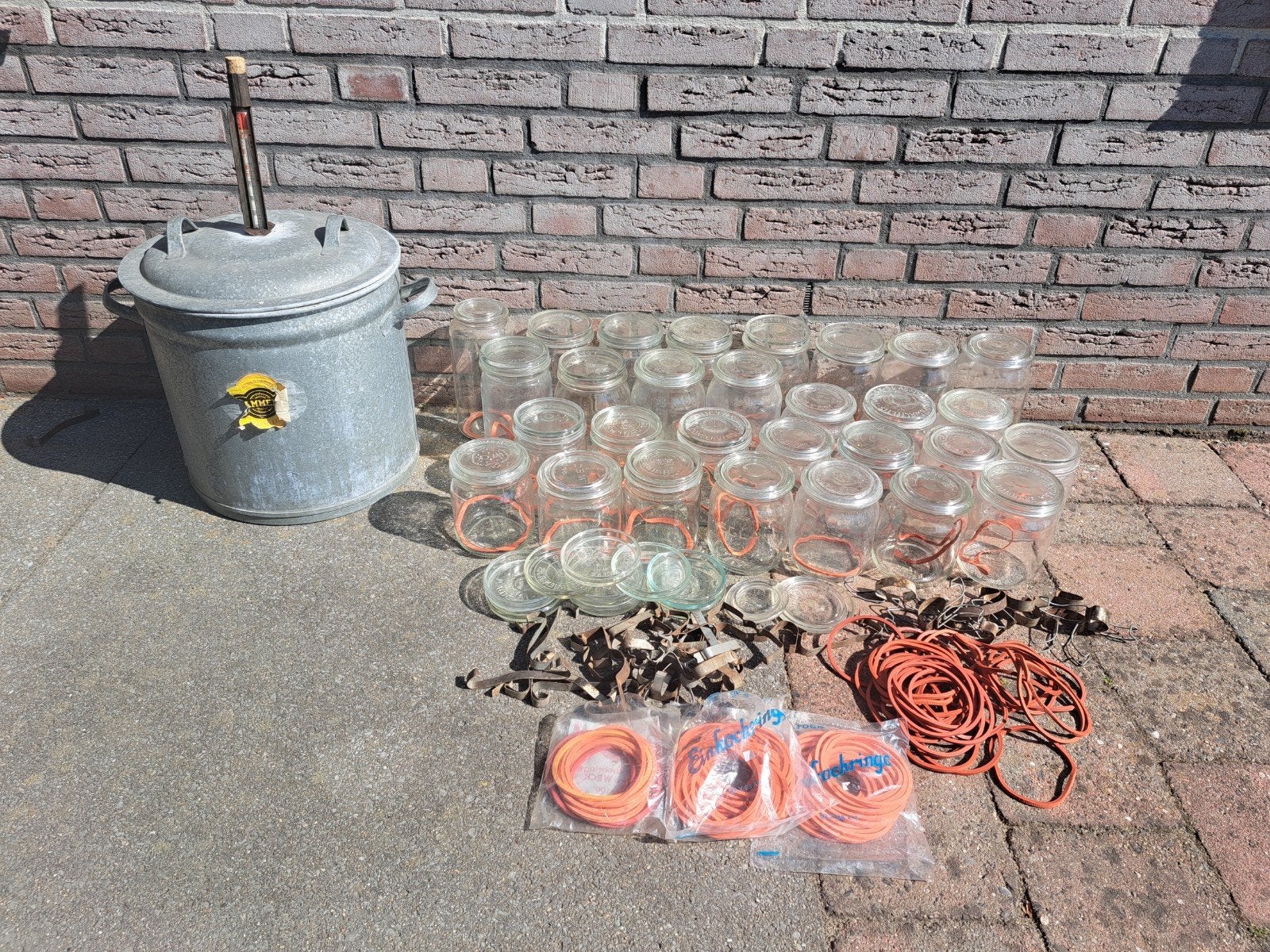 Weckketel met weckpotten en toebehoren, Ophalen, Gebruikt, Overige typen, Aluminium