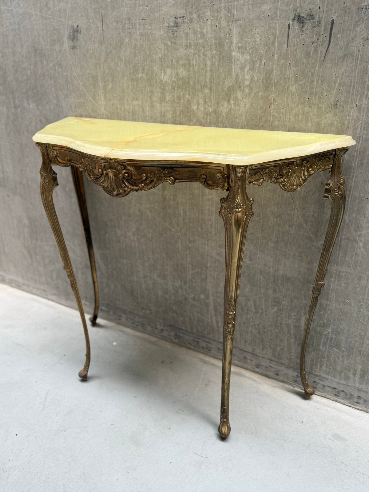 Franse consoletafel van messing en marmer, Ophalen