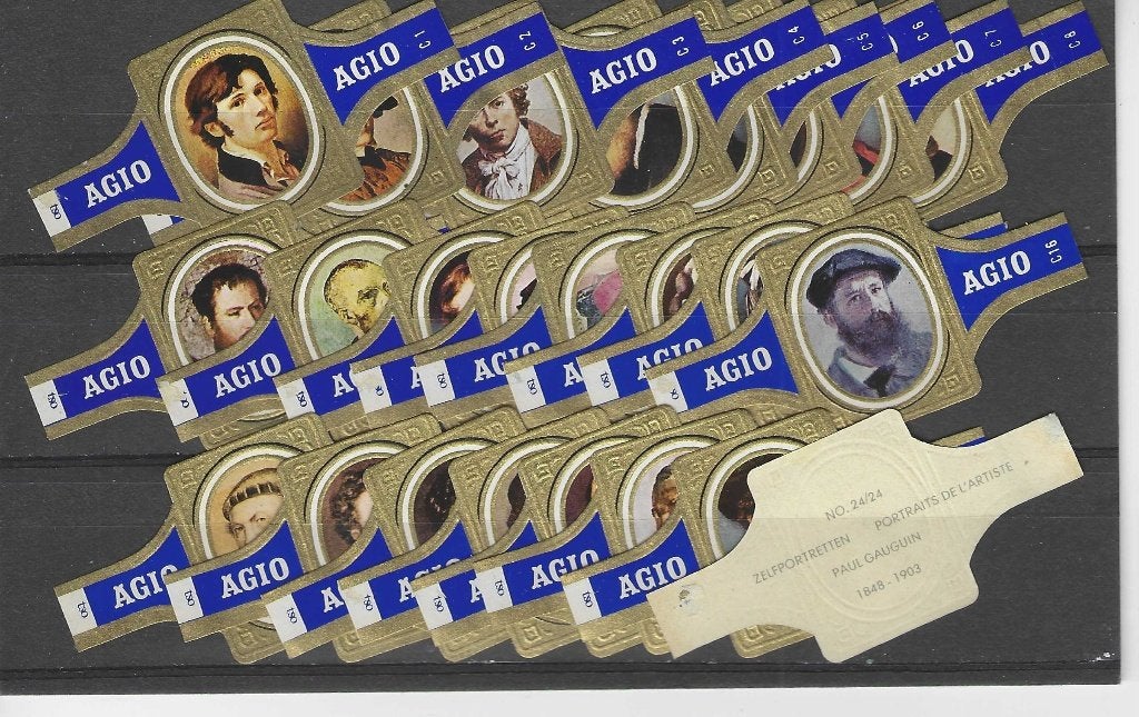 reeks 5042  zelfportretten  1-24       sigarenbanden, Verzamelen, Rookartikelen, Aanstekers en Luciferdoosjes, Ophalen of Verzenden