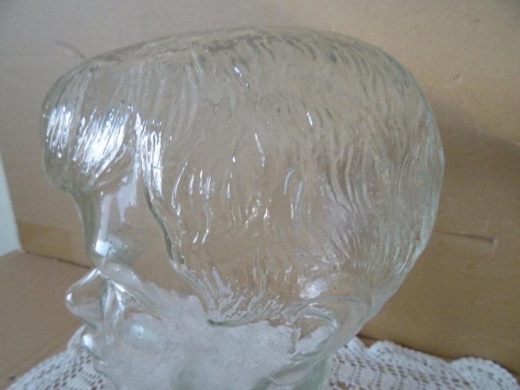 Vintage glazen mannequin hoofd displayhoofd kind jongetje, Ophalen of Verzenden