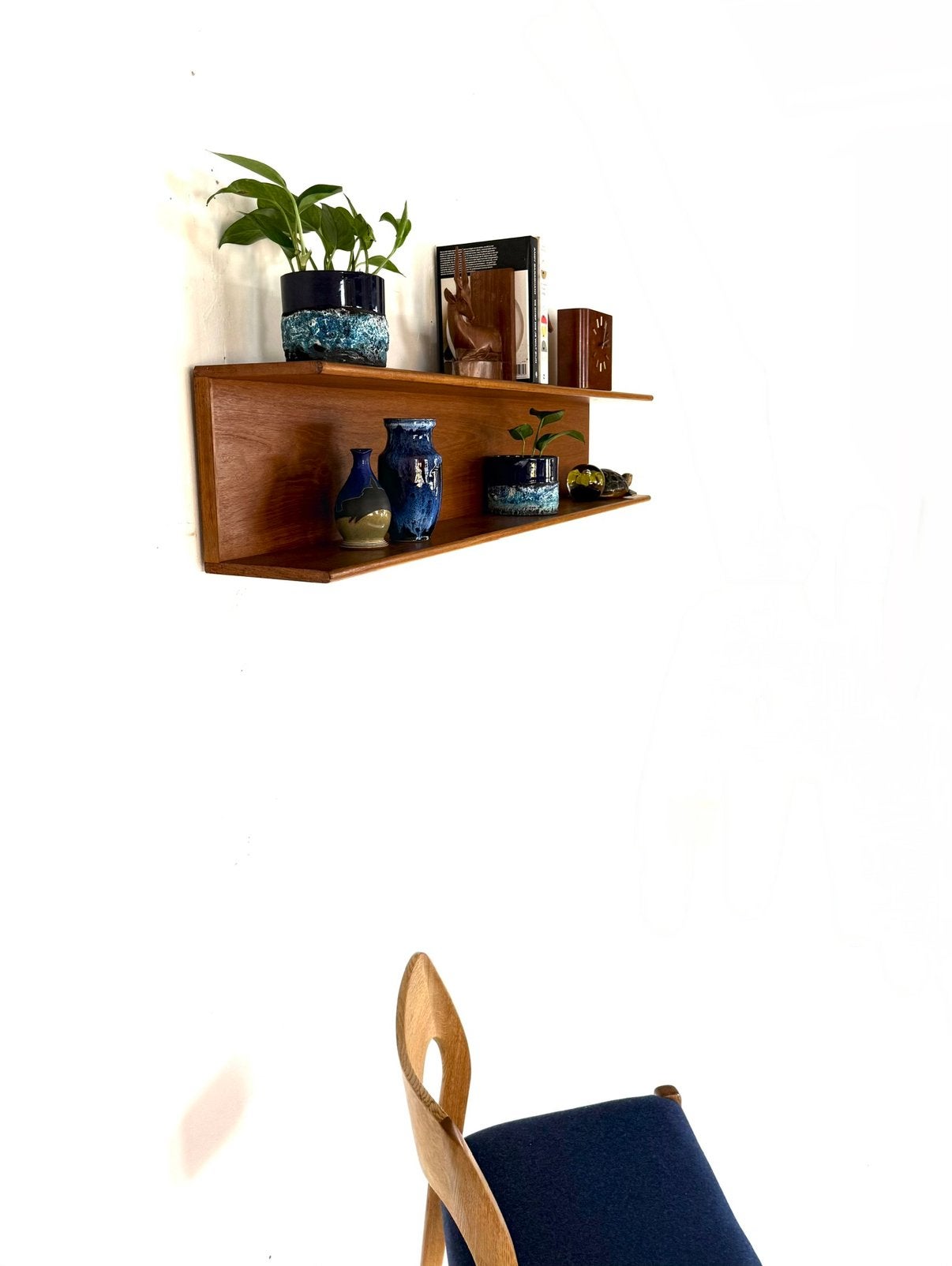 Vintage XL teakhouten wandplank, Wilhelm Renz ‘60, Ophalen of Verzenden, Zo goed als nieuw, Wilhelm Renz, Wilhelm Renz