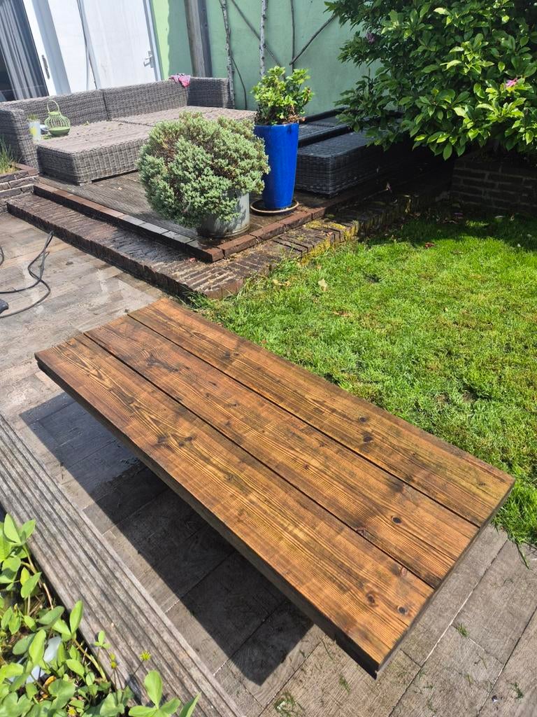 Steigerhouten salon tuintafel, Tuin en Terras, Ophalen of Verzenden, Rechthoekig, Hout