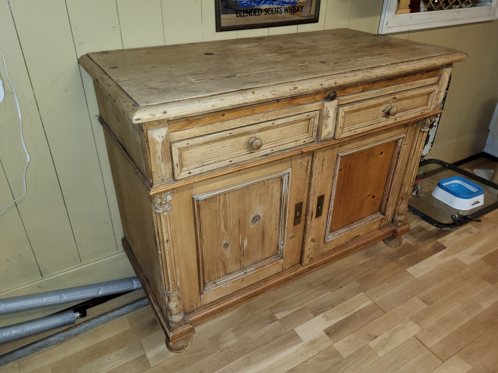 Antieke grenen dressoir bureau kast secretaire, Ophalen of Verzenden, Gebruikt, 25 tot 50 cm