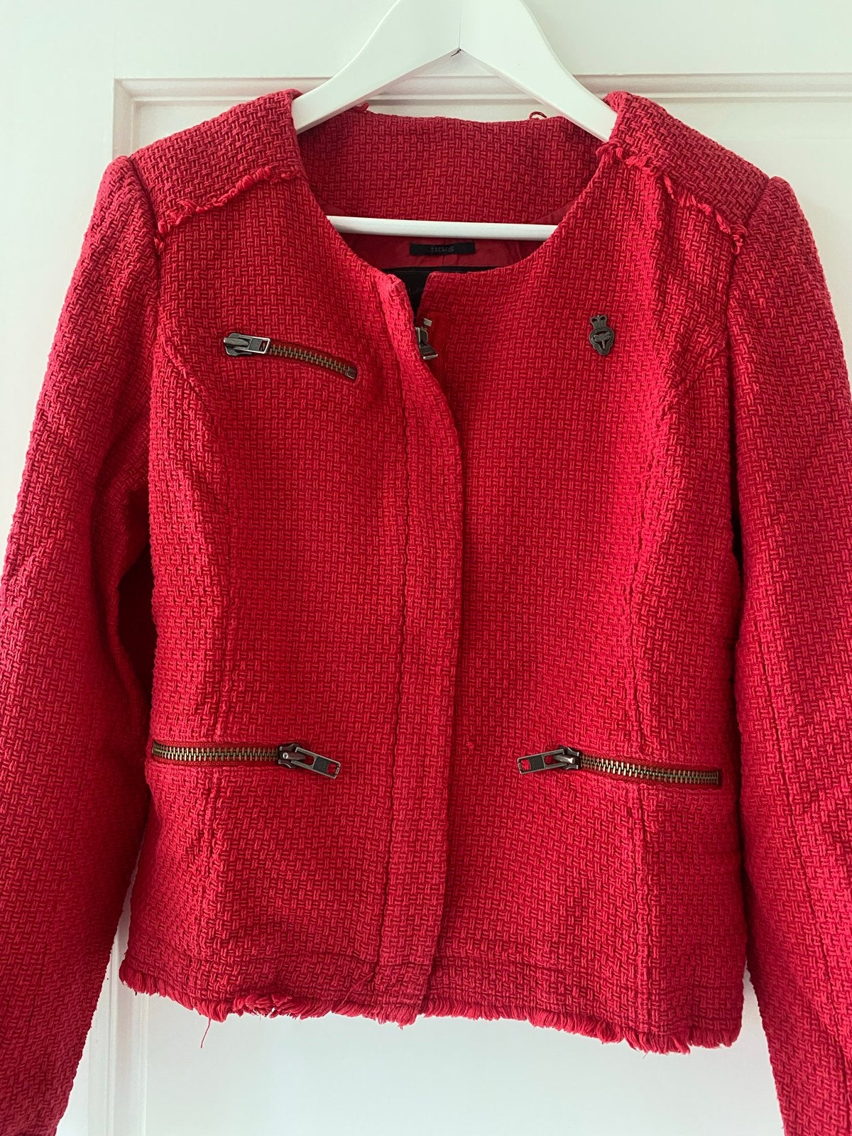 IKKS Rood Jasje Maat 42 met Ritsdetails, Ophalen of Verzenden, Zo goed als nieuw, Maat 42/44 (L), Rood