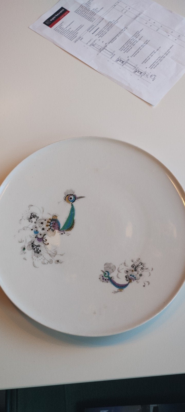 Porseleinen bord met pauwen - H&C Heinrich Bavaria, Antiek en Kunst, Ophalen
