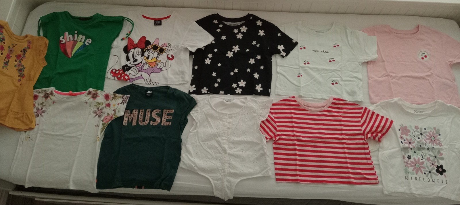 Pakket van 11 meisjes T-shirts maat 122, diverse stijlen, Ophalen of Verzenden, Gebruikt, Meisje, Setje