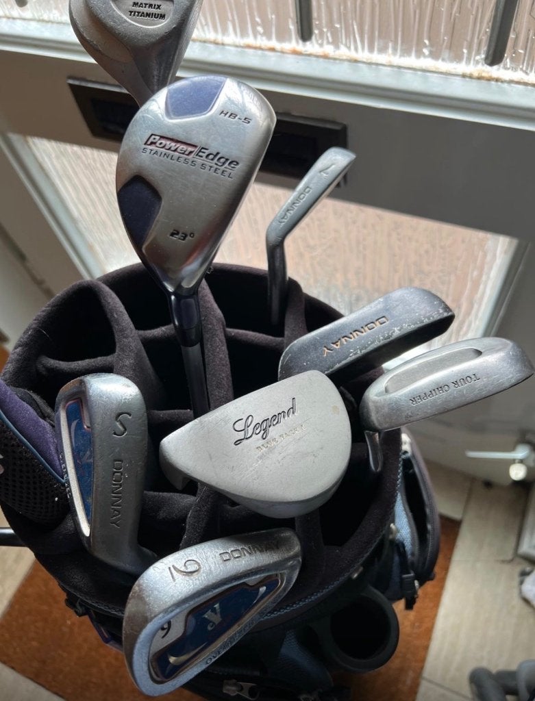 Golfclubs + kar, Sport en Fitness, Golf, Ophalen, Gebruikt, Golfkar