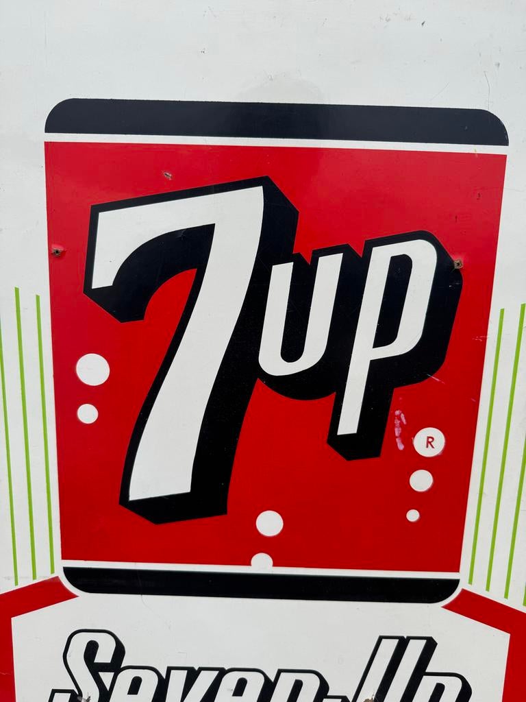Vintage Seven-Up 7up Reclamebord, Reclamebord, Gebruikt, ., Ophalen of Verzenden