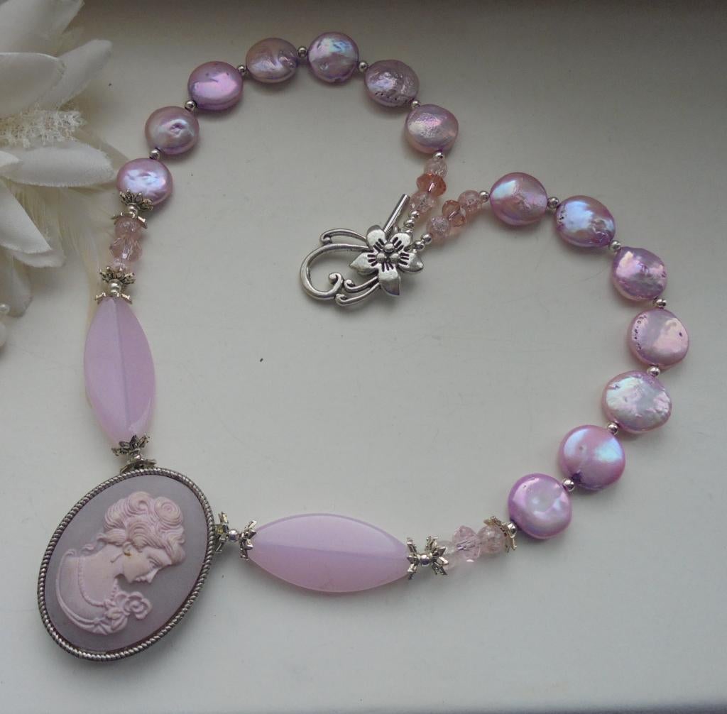 handwerk ketting, Verzenden, Nieuw, Steen of Mineraal, Roze