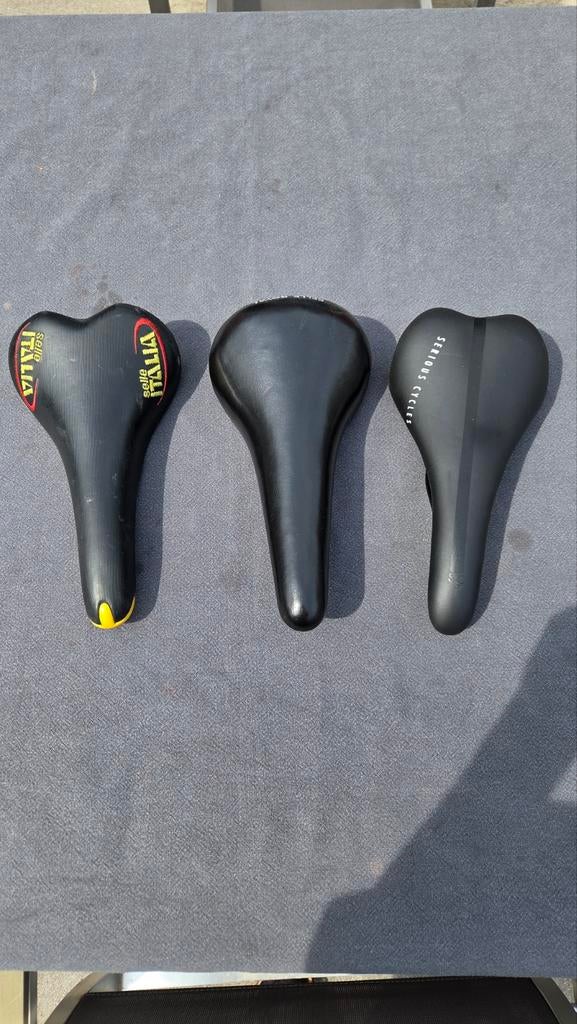 Set van 3 Vintage Leren Zadels: Selle Italia & Selle Royal, Leer, Ophalen of Verzenden, Gebruikt, Racefiets