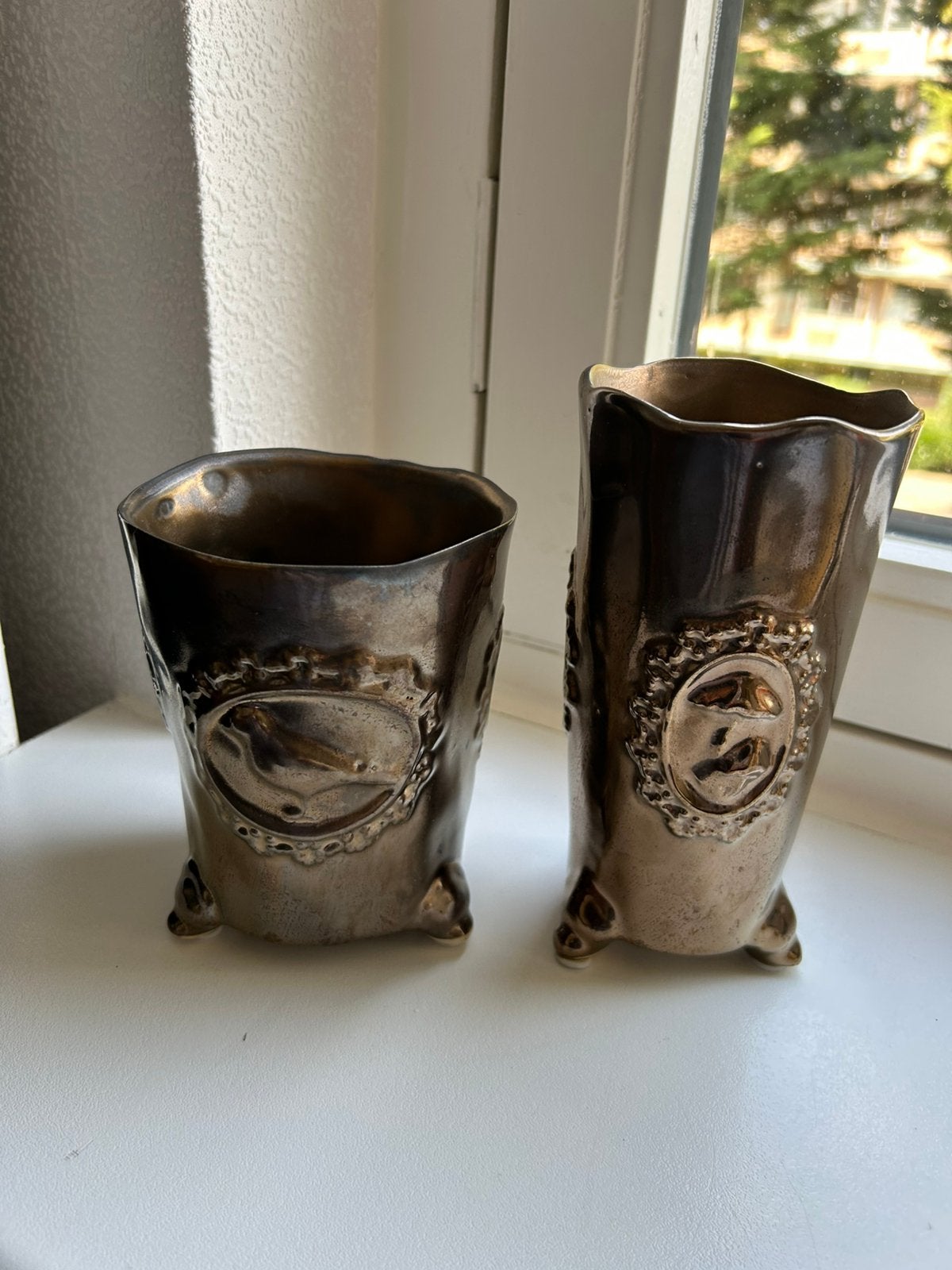 Vaas Vaasjes Des Pots bronskleurig, Ophalen of Verzenden, Gebruikt, Overige kleuren, Steen/keramiek