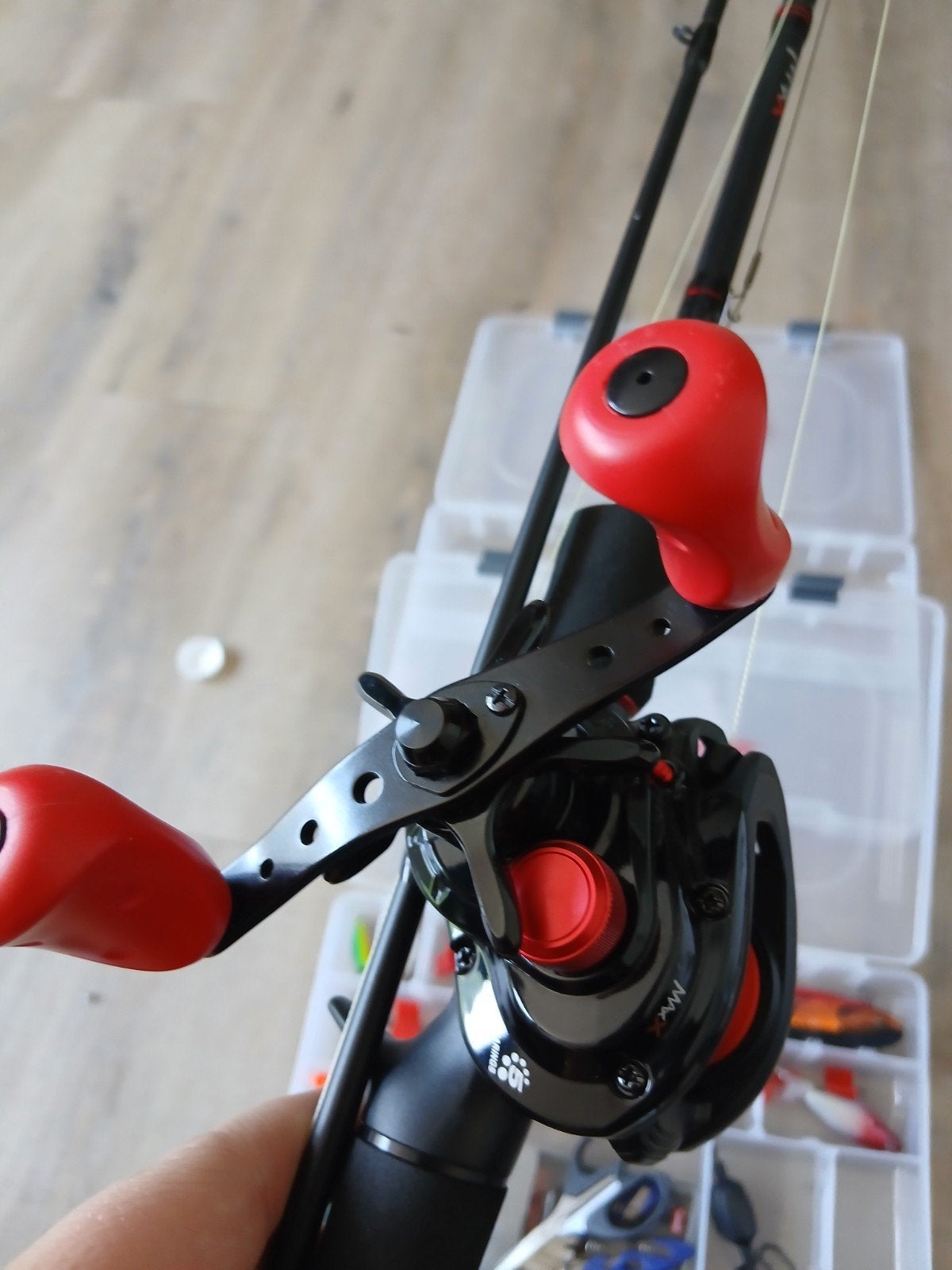 Abu Garcia Max X werphengel met reel en kunstaas, Ophalen, Zo goed als nieuw, Werphengel