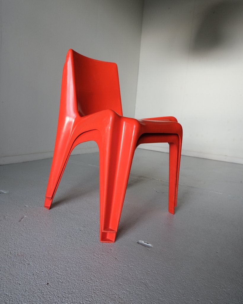 Stoelen (eettafel, Bofinger, Helmut Batzer, BA1171, Rood), Ophalen, Kunststof, Twee, Zo goed als nieuw