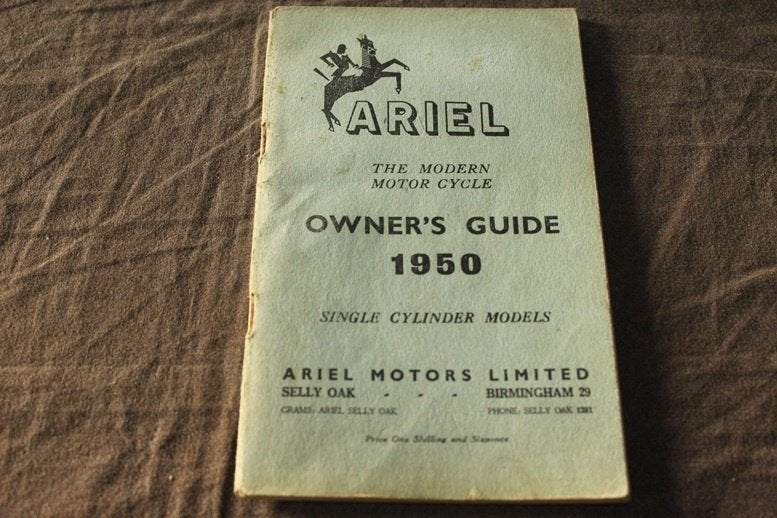 Ariel 1950 singles motorcycle owner's manual VH VG VB NH NG, Motoren, Ophalen of Verzenden, Overige merken