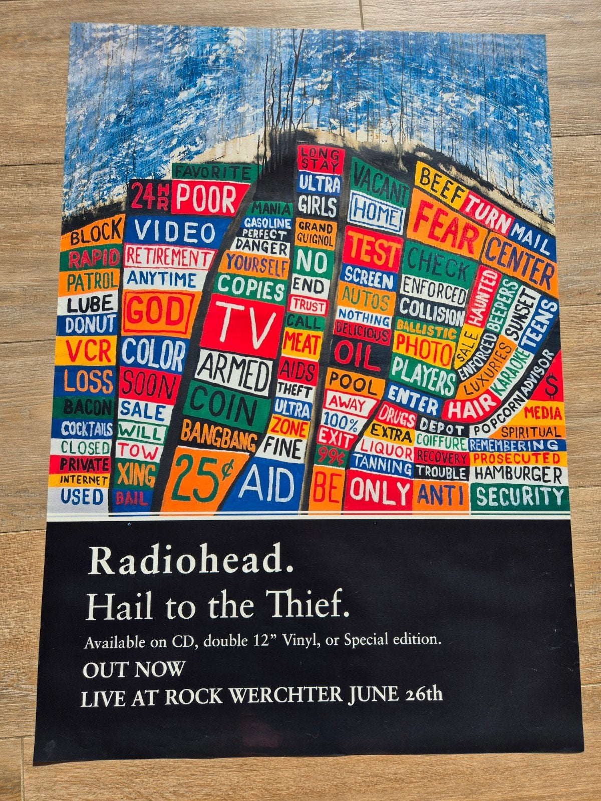 Radiohead - Hail to the Thief Promotie Poster (2003), Verzamelen, Ophalen of Verzenden, Zo goed als nieuw, Muziek