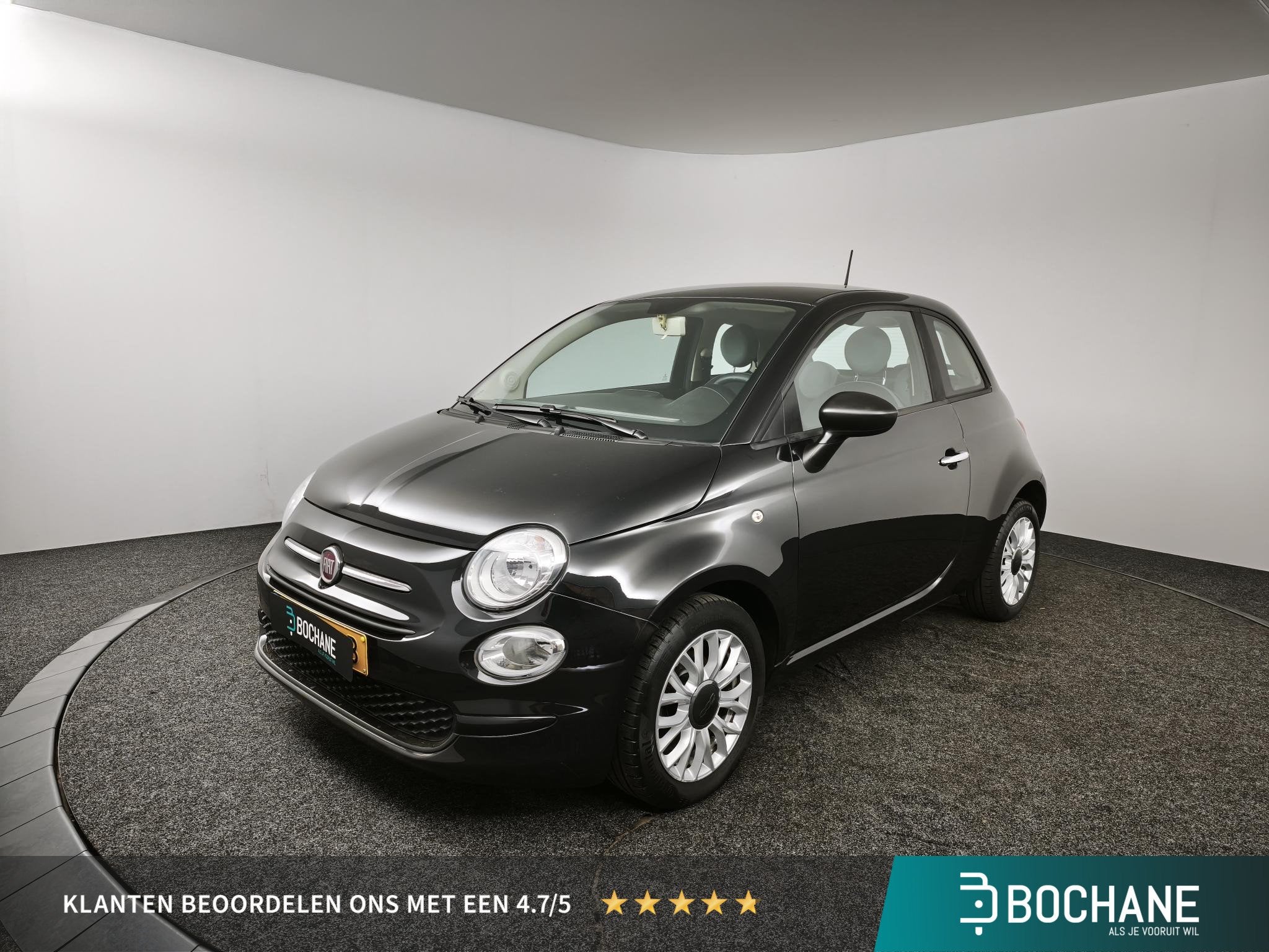 Fiat 500 0.9 TwinAir Turbo Young | NAP | Navigatie | Cruise, Auto's, Voorwielaandrijving, Euro 6, Zwart, Origineel Nederlands