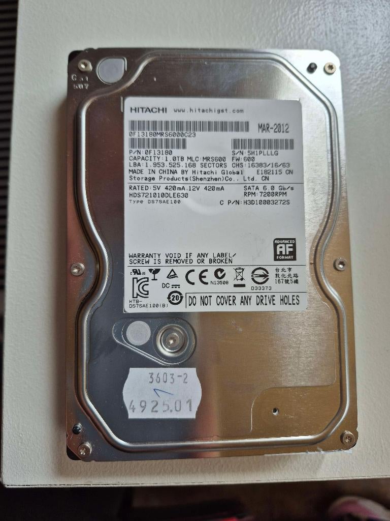 Hitachi HDS721010DLE630 1 TB, Intern, Hitachi, ., Refurbished