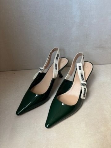 Dior Slingback Pumps - Maat 38 - Donkergroen Lakleer, Verzenden, Gedragen, Groen, Pumps