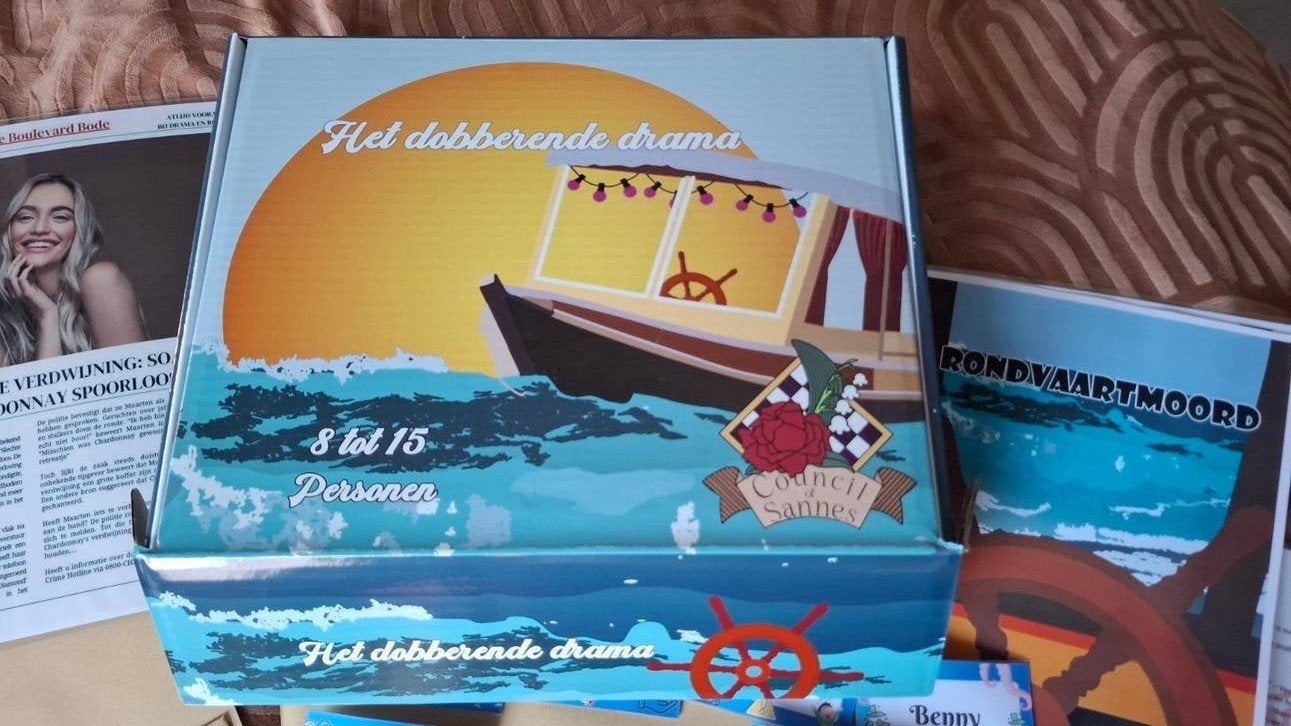 Moordmysterie Rollenspel: Het Dobberende Drama (8-15 pers.), Vijf spelers of meer, Ophalen of Verzenden, Nieuw, Council of Sannes