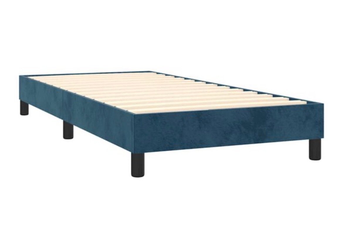 Eenpersoons bedframe met lattenbodem, blauw fluweel, Ophalen, 90 cm, Eenpersoons, Blauw