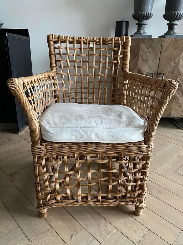 Riviera Maison stoel (rattan) zo goed als nieuw!, Ophalen, Bruin, Riet of Rotan, Zo goed als nieuw