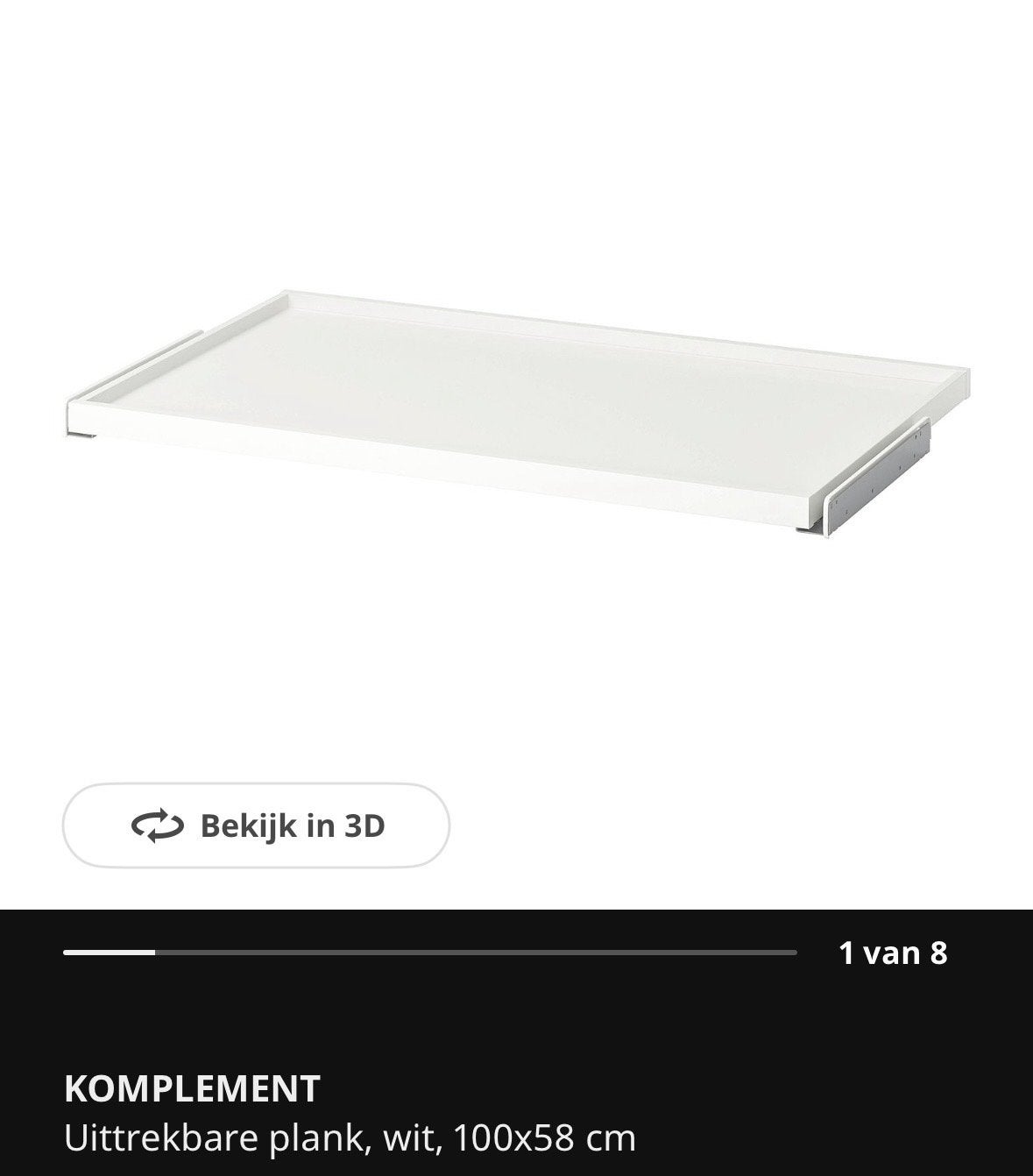Komplement uittrekbare plank 100x58, Ophalen, Nieuw, 50 tot 100 cm, Minder dan 100 cm