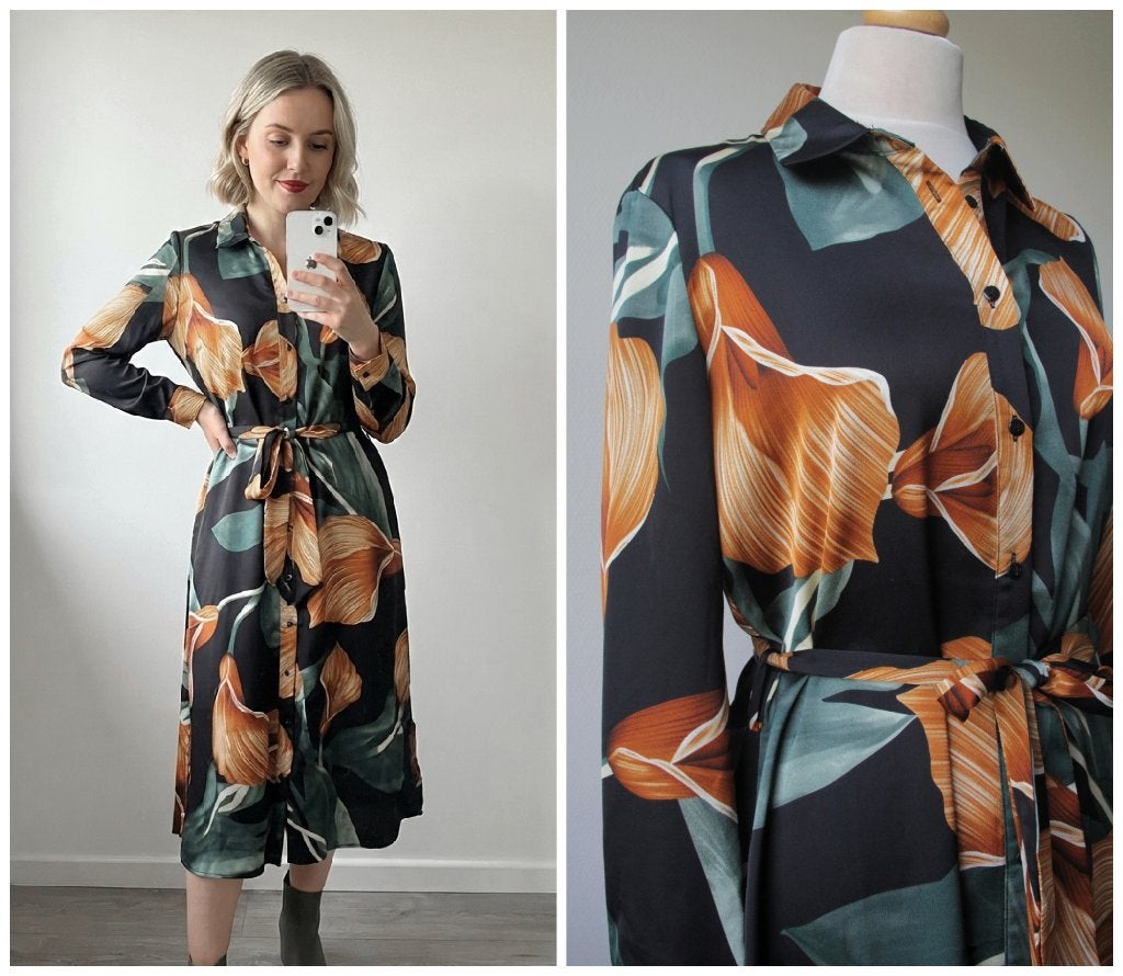 Object - elegante jurk meerkleurig zwart - maat 36, Kleding | Dames, Verzenden, Zwart, Object, Zo goed als nieuw