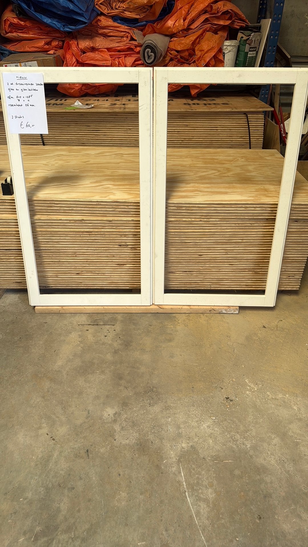 2x draairamen zonder glas en glaslatten, Ophalen, 80 tot 120 cm, Nieuw, Overige typen