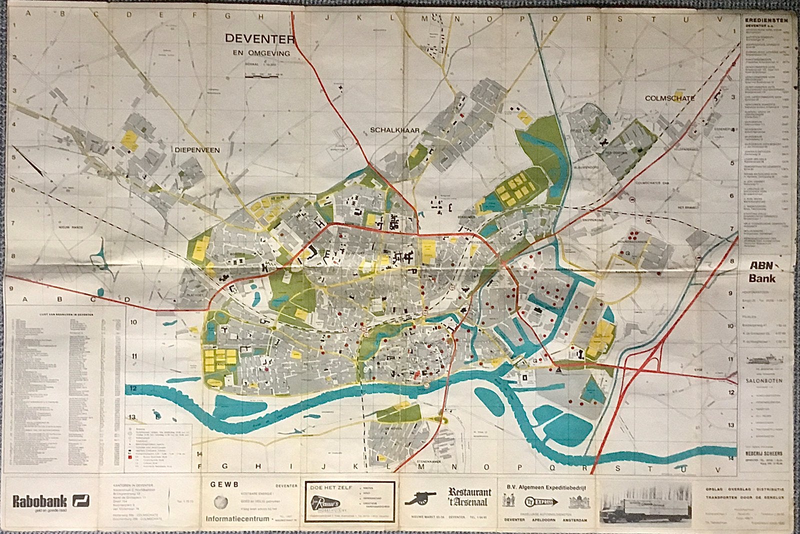 Plattegrond - DEVENTER EN OMSTREKEN, ca 1978, Ophalen of Verzenden, 1800 tot 2000, Nederland, Landkaart