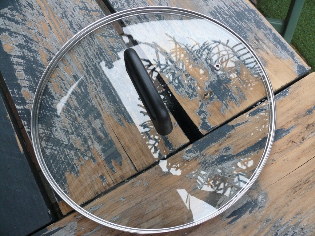 Glazen deksel doorsnee 32 cm als nieuw, Huis en Inrichting, Keuken | Potten en Pannen, Ophalen of Verzenden, Zo goed als nieuw