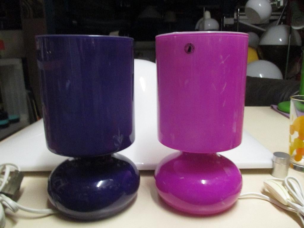 Ikea design Lykta tafellamp paars roze glas retro vintage, Ophalen of Verzenden, Huis en Inrichting