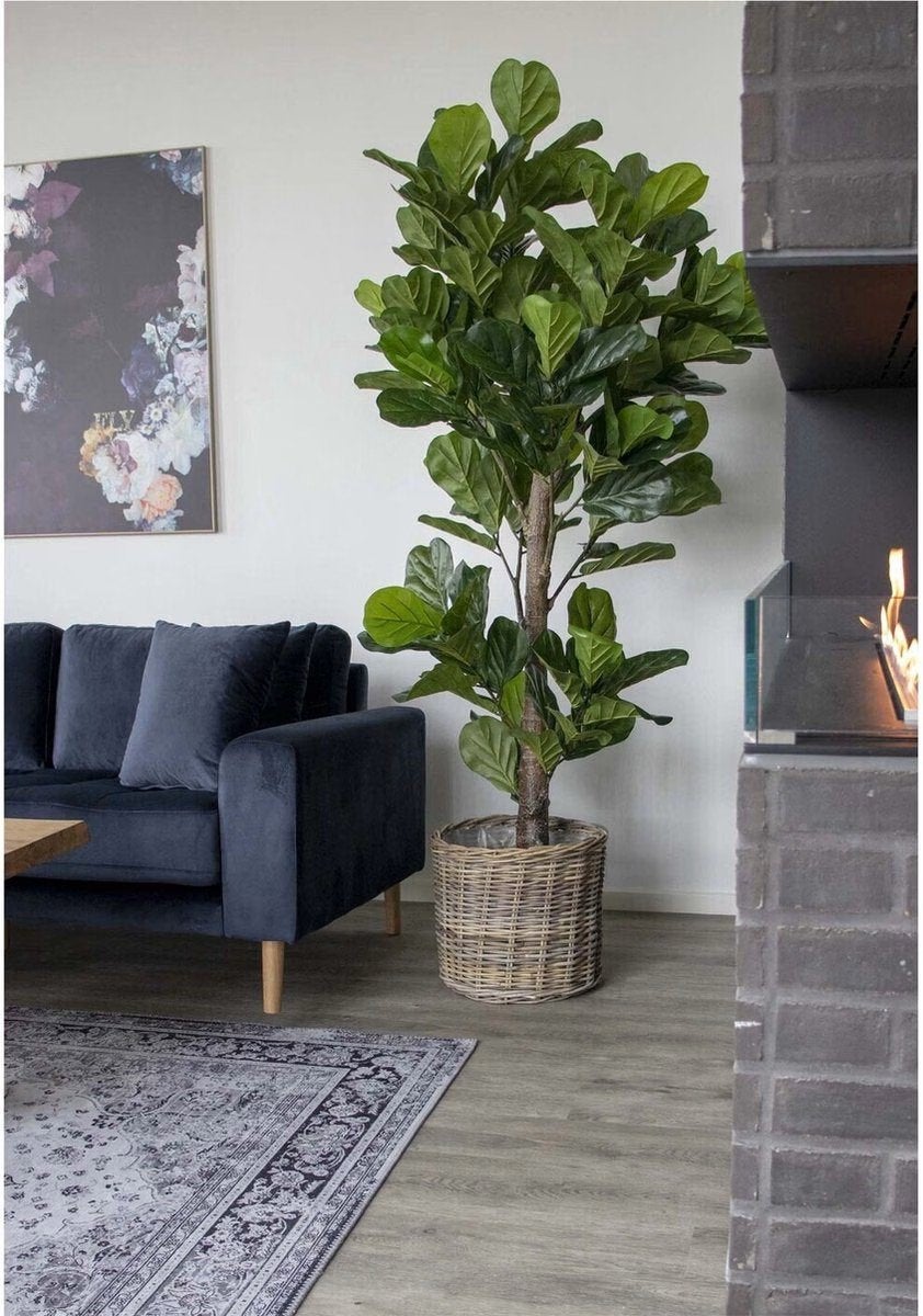 Fiddle Leaf Tree Kunstplant 190 cm - listische Ficus Lyrat, Binnen, Groen, Verzenden, Kunstplant