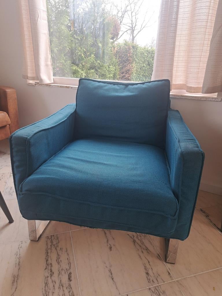 Gratis Ikea stoel met wasbare petrolkleur hoes, Ophalen, Gebruikt, Blauw, Eén