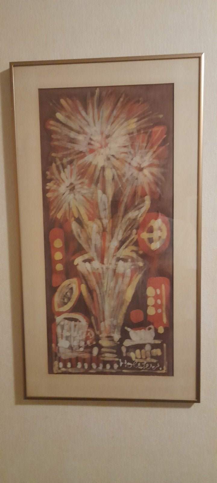 Schilderij Holster met Batik techniek op linnen., Ophalen