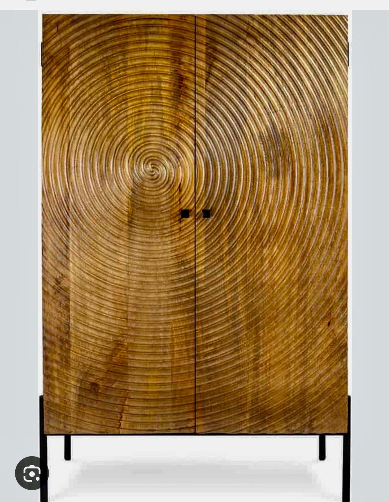 Unieke Houten Kast met Cirkelpatroon, Ophalen, Gebruikt, 100 tot 150 cm, 50 tot 100 cm