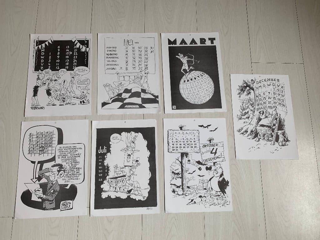 Stripkalenderplaten x 7, Verzamelen, Verzenden, Overige figuren, Zo goed als nieuw, Plaatje, Poster of Sticker