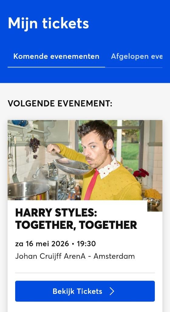 2 tickets  HARRY STYLES 16 mei  JOHAN CRUIJFF AMSTERDAM, Tickets en Kaartjes, Twee personen, Mei