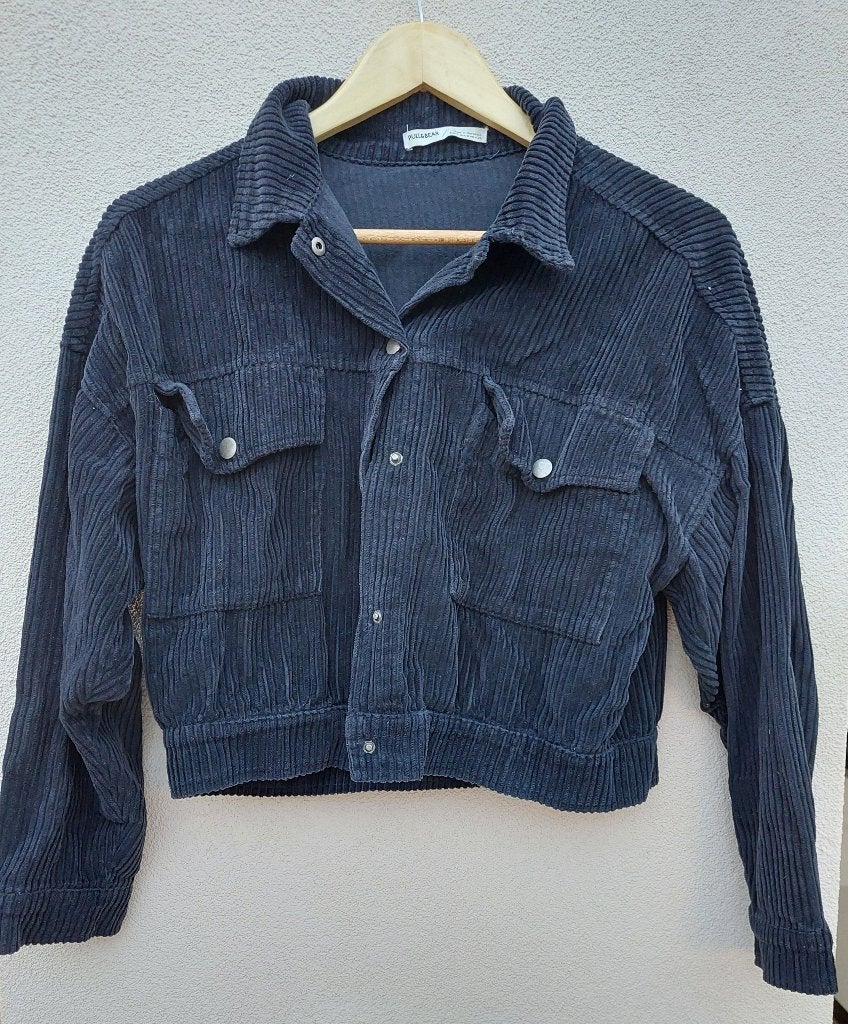 Pull&Bear ribfluwelen jasje maat S, Pull&Bear, Zwart, Ophalen of Verzenden, Zo goed als nieuw
