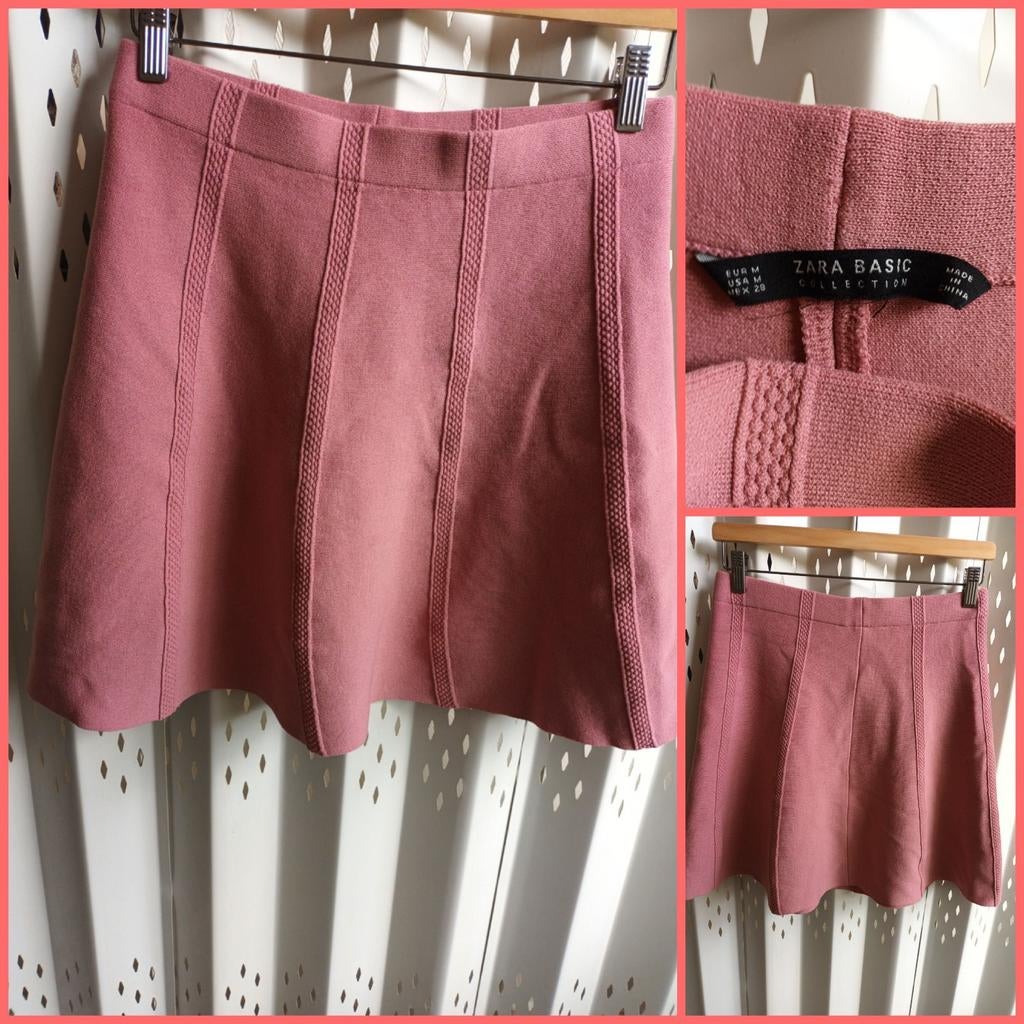 Roze a-lijn damesrok Zara Basic elastische tailleband M, Maat 38/40 (M), Ophalen of Verzenden, Zo goed als nieuw, Roze