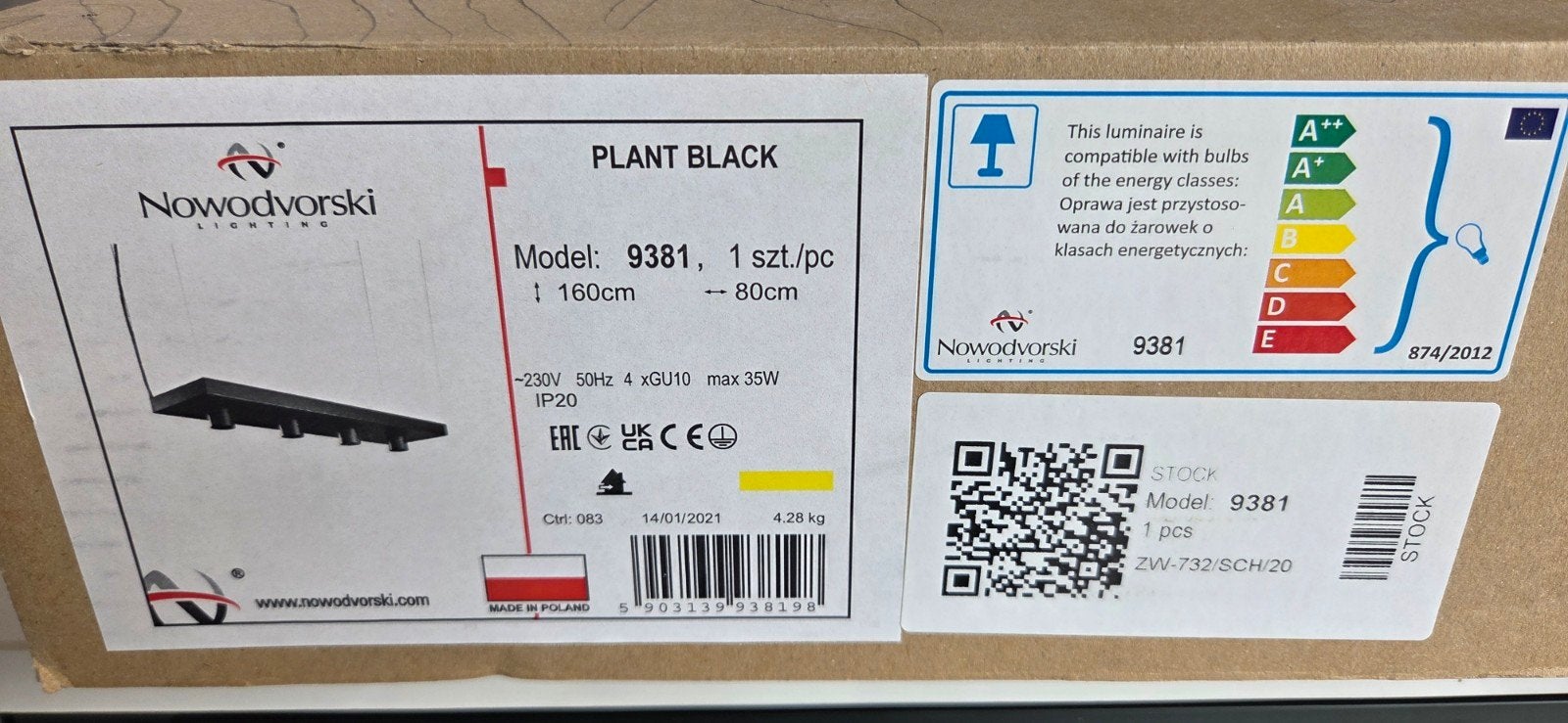 Nowodvorski Plant Black Hanglamp, Huis en Inrichting, Lampen | Hanglampen, Ophalen, Modern, Industrieel, GU10, Nieuw