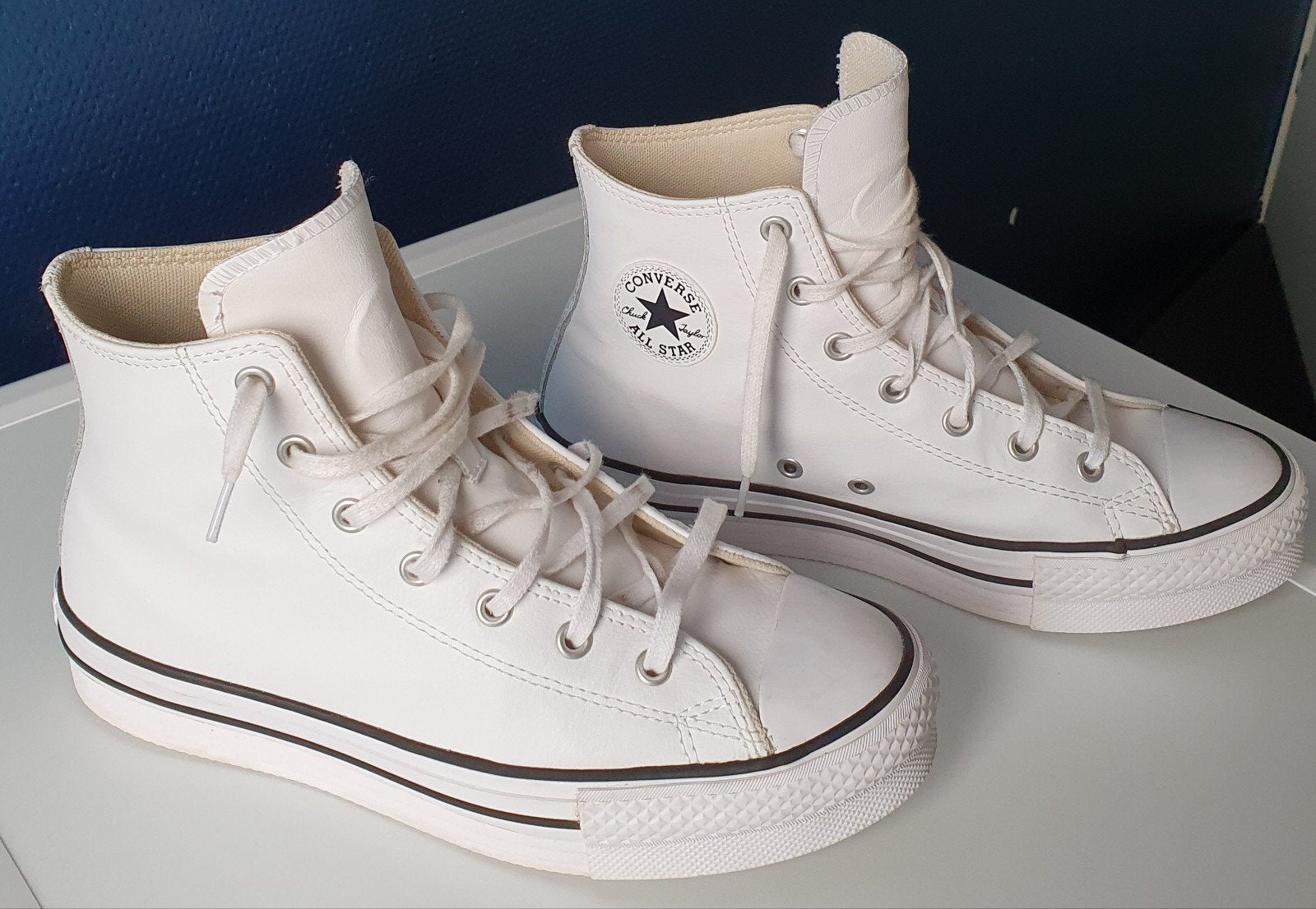 Converse All Star Chuck taylor Sneakers Wit Leer - Maat 38.5, Ophalen of Verzenden, Zo goed als nieuw, Wit, Sneakers of Gympen