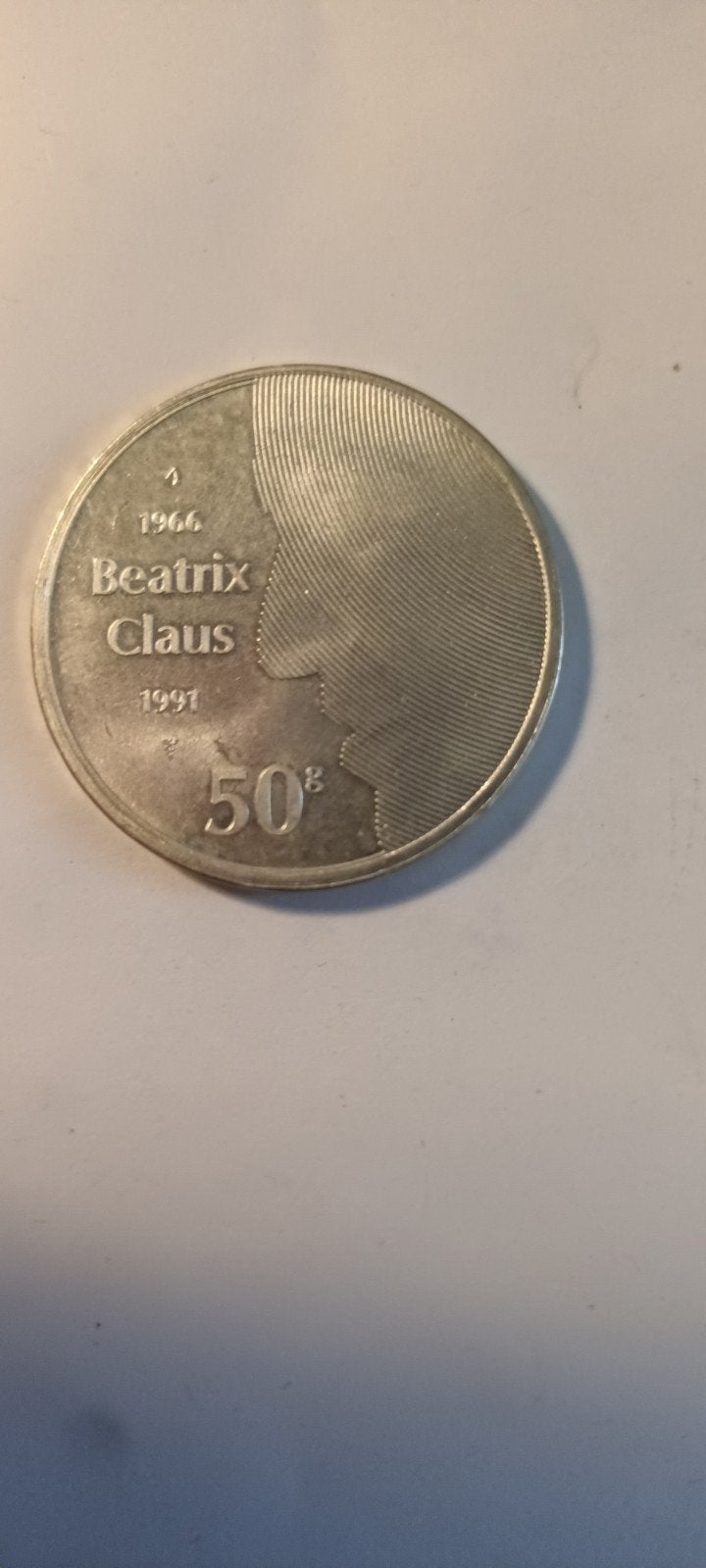 Zilveren 50 gulden munt Beatrix Claus 1966-1991, Postzegels en Munten, Ophalen of Verzenden