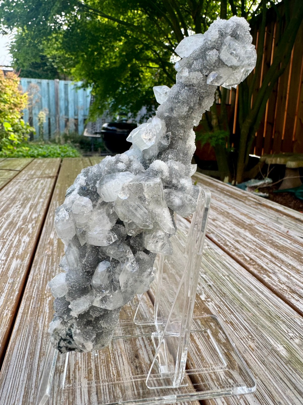 Stalactiet chalcedoon met apofylliet, Ophalen of Verzenden, Mineraal
