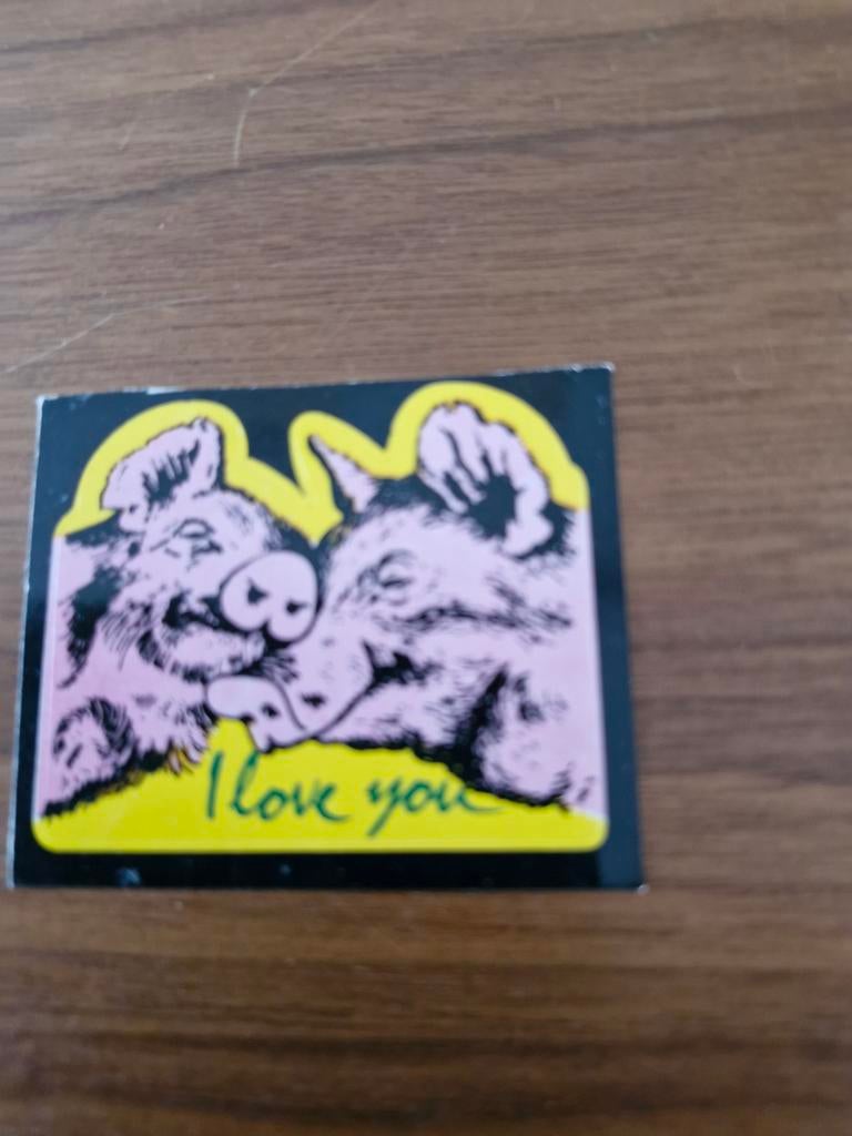 7827 Vintage 'I Love You' Varkens Sticker - Liefdevol Design, Ophalen of Verzenden, Gebruikt, Dier en Natuur