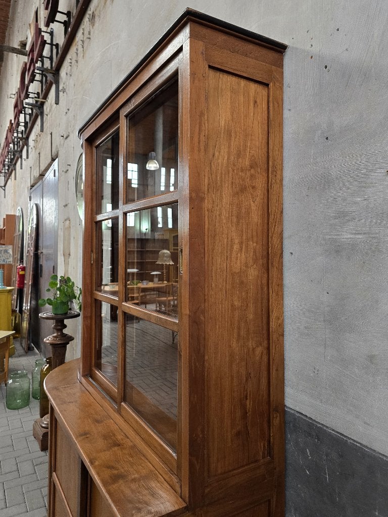 XL Grote Vintage Vitrine Kast Teak | Jaren 70 Vitrinekast, 200 cm of meer, 150 tot 200 cm, Ophalen of Verzenden, Vintage Antiek Mid Century Design Landelijk