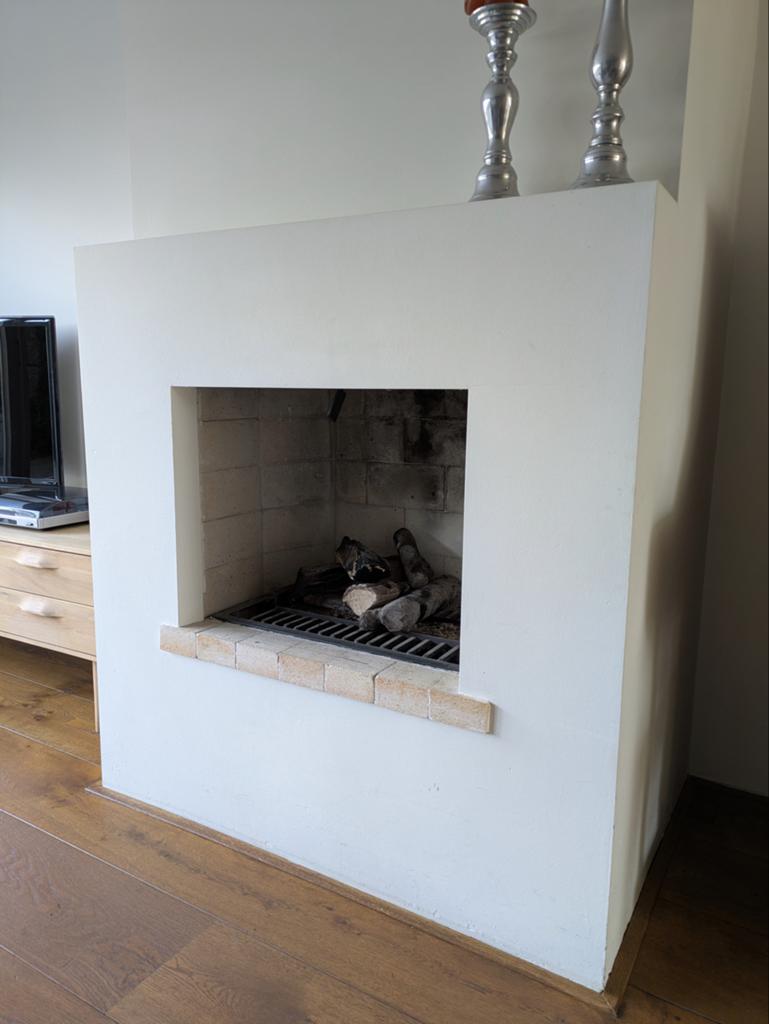 Inbouwhaard met gasblok en keramische houtblokken, Huis en Inrichting, Ophalen, Gebruikt, Inbouwhaard, Gashaard