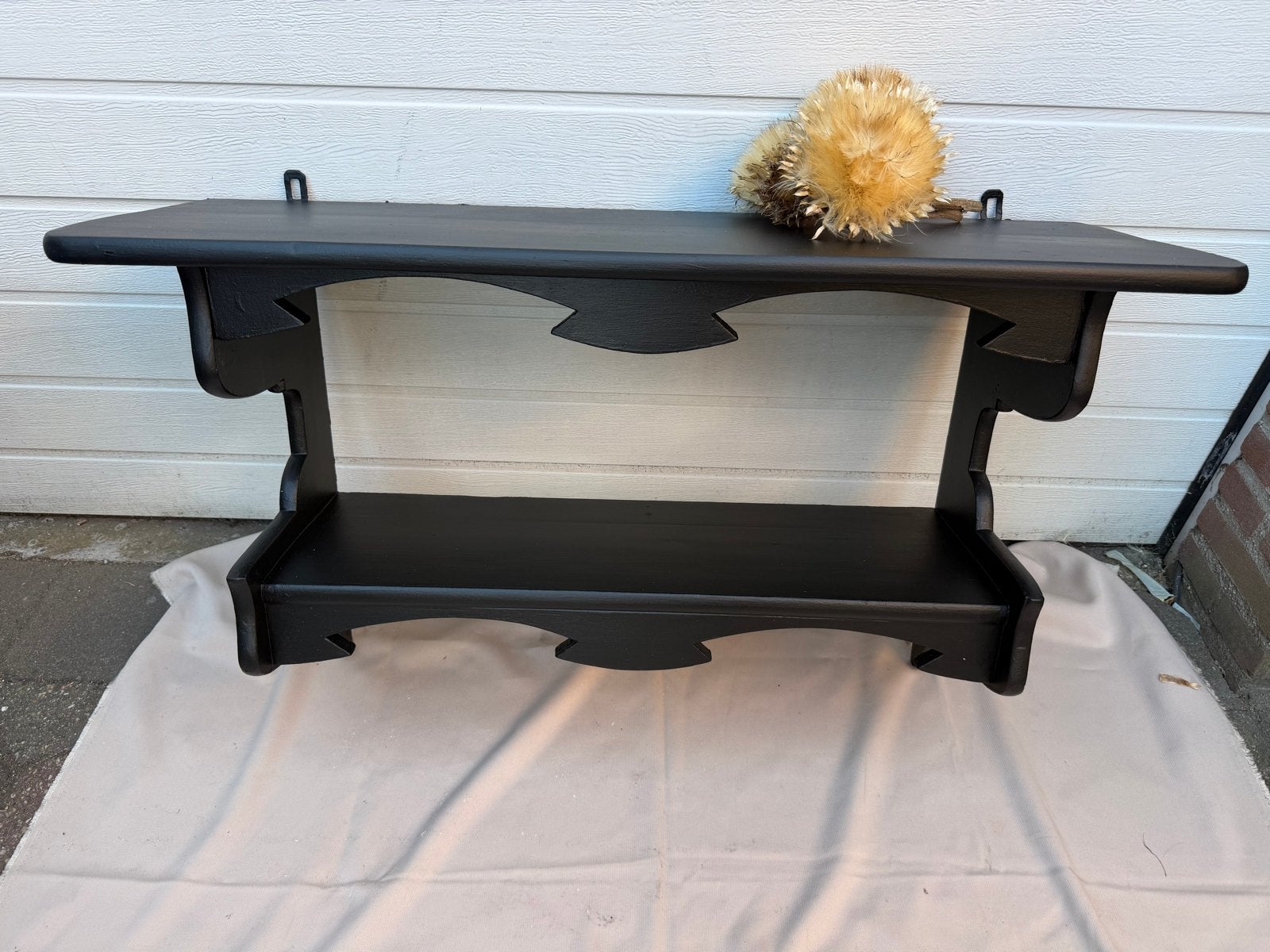 Brocante Landelijk Keukenrek - Wandplank Zwart, Ophalen of Verzenden, Gebruikt